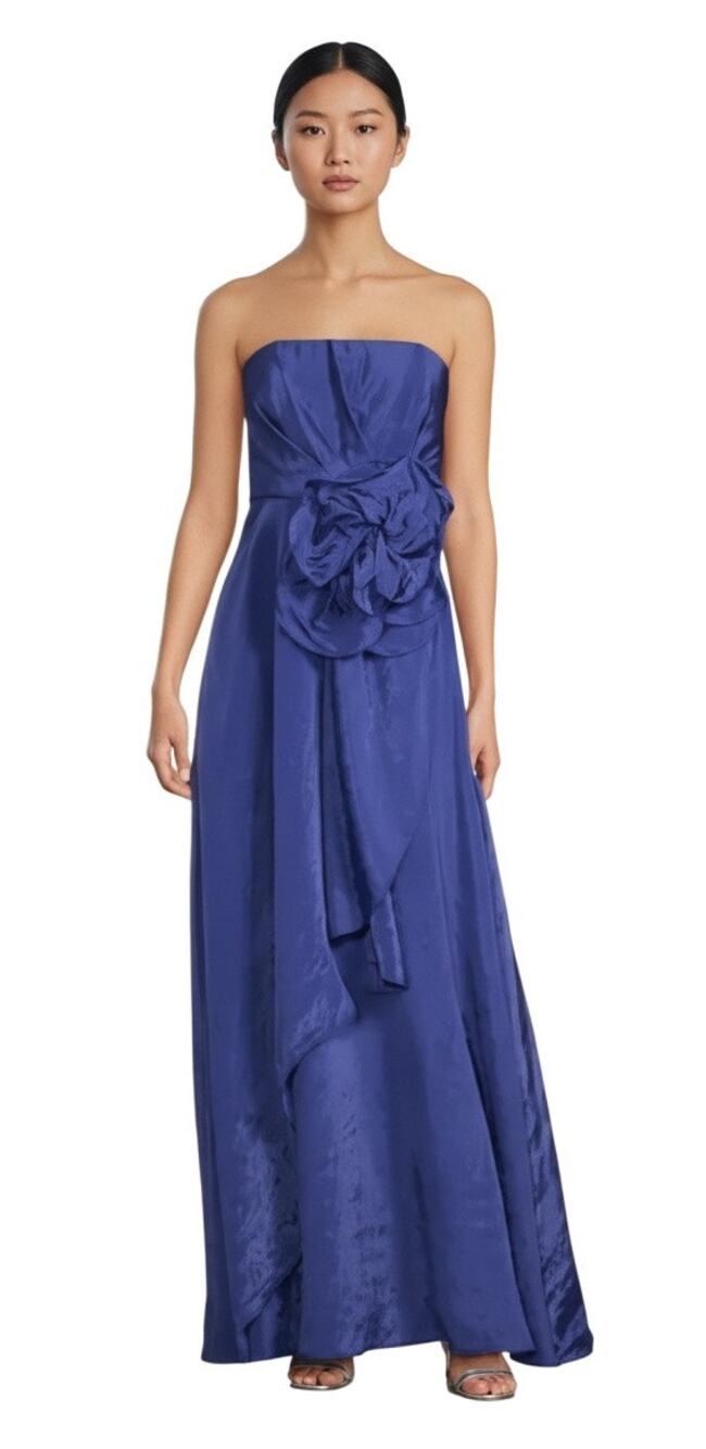 Muse by Marchesa $349 Bluebell Rosette Strapless Textured Organza Gown Size 0